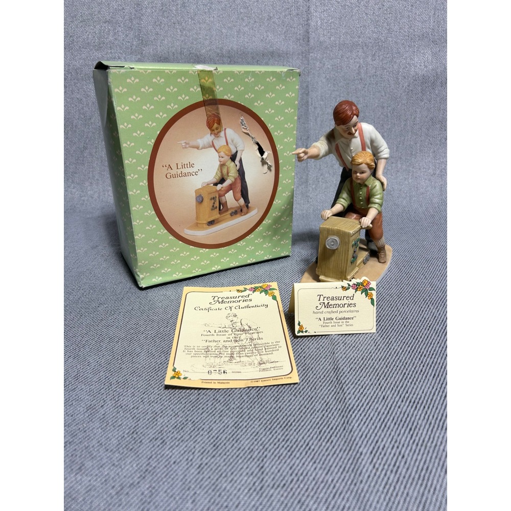 Enesco Treasured Memories Figurine A Little Guidance Father Son 1987 Vintage